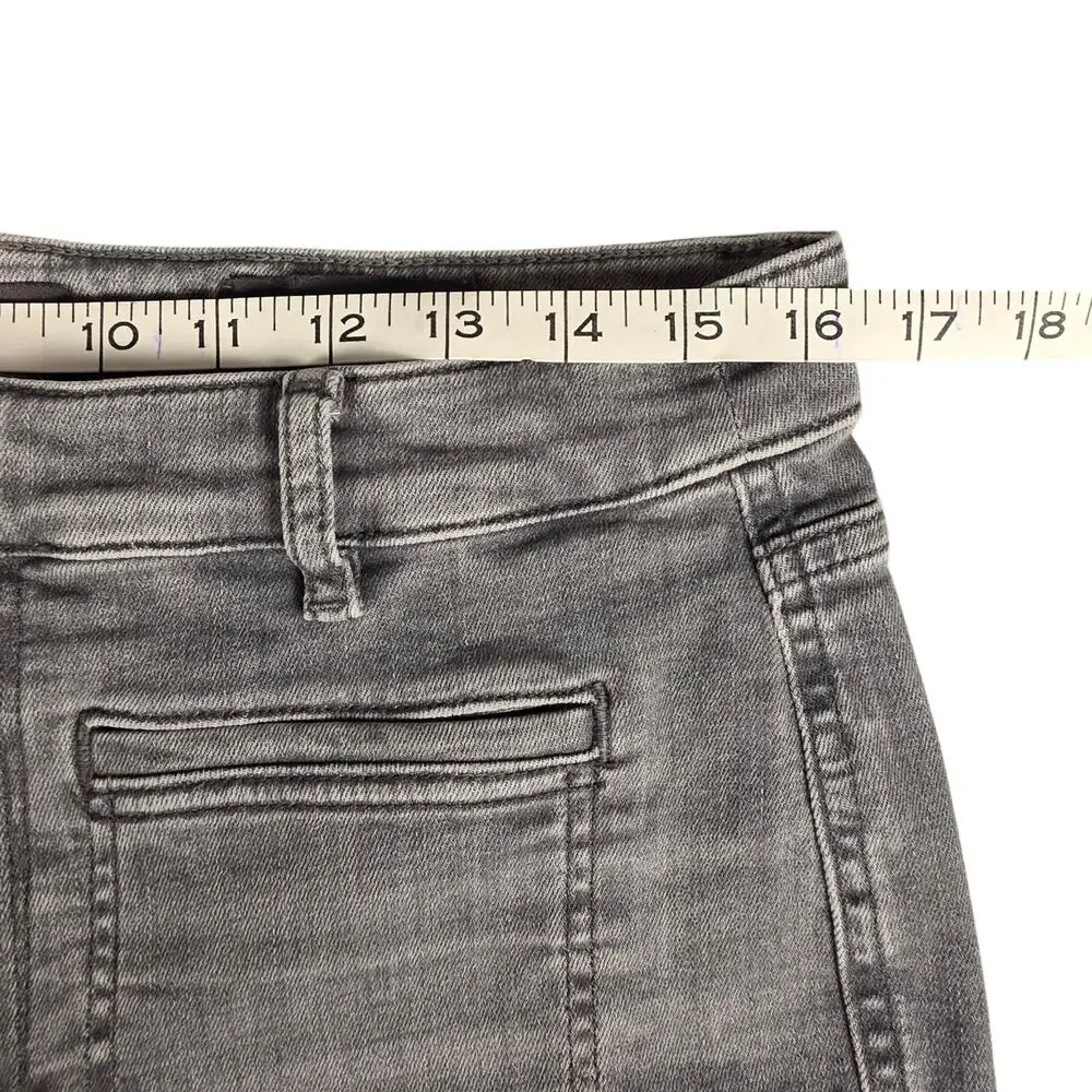 J.Jill High Rise Flare Jeans Womens 12 Gray Patch Pocket Stretch